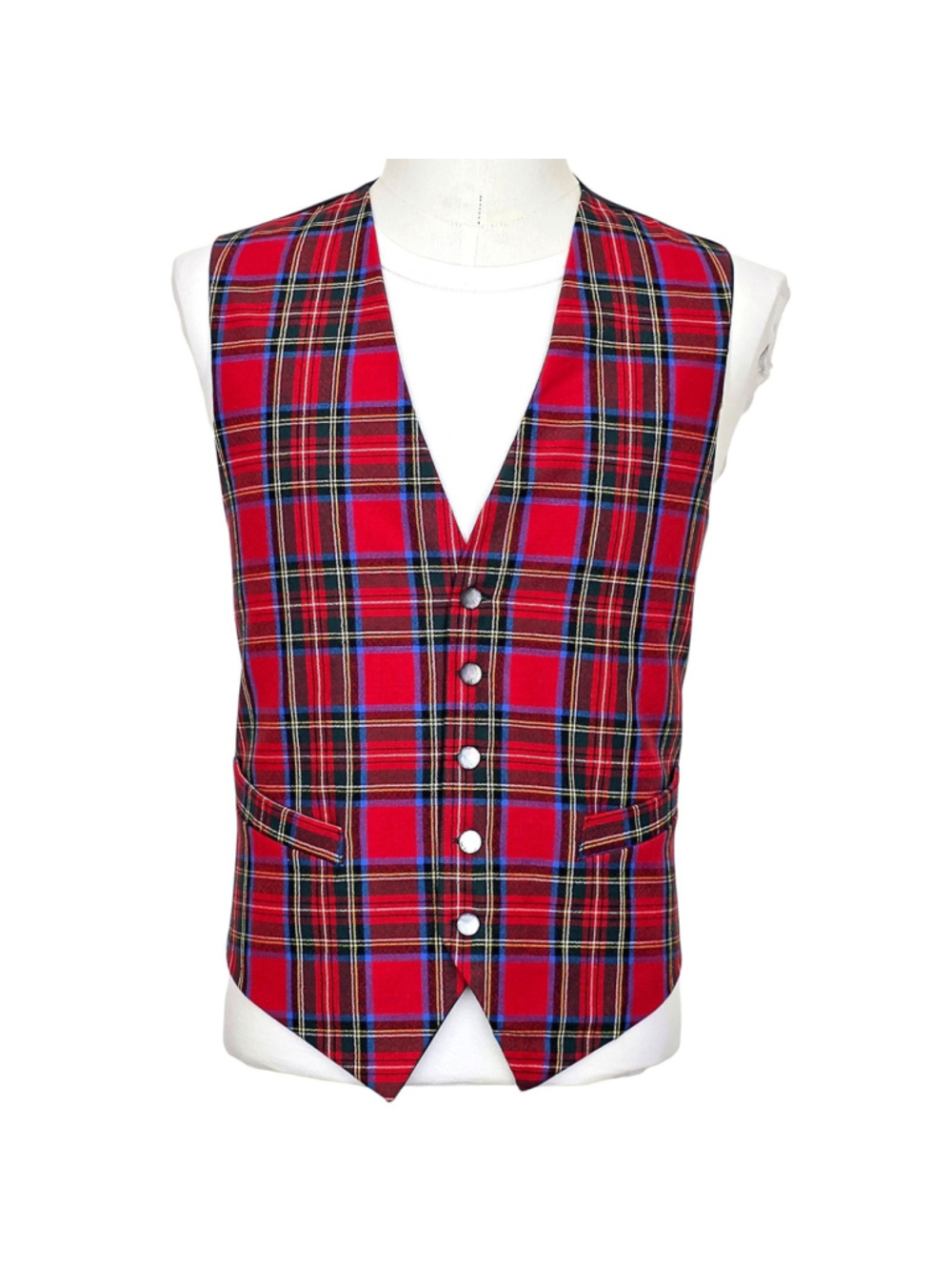 Ingles Buchan Mens 42 Royal Stewart Tartan Wool Waistcoat Vest Scotland Plaid